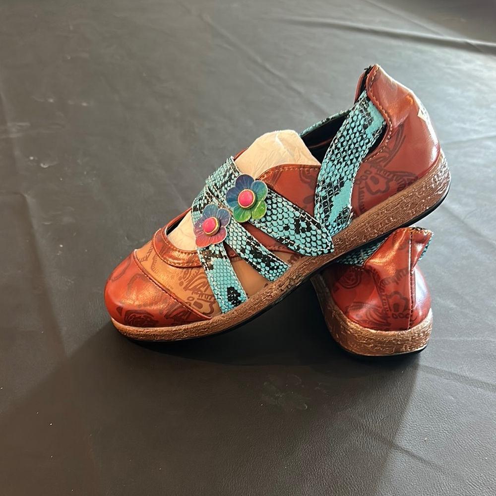 Stylish Brown and Blue Women's Loafers